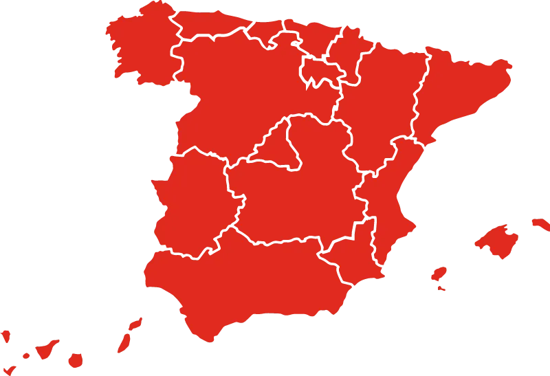Alquiler de máquinas recreativas en toda España Mapa de España con comunidades autónomas