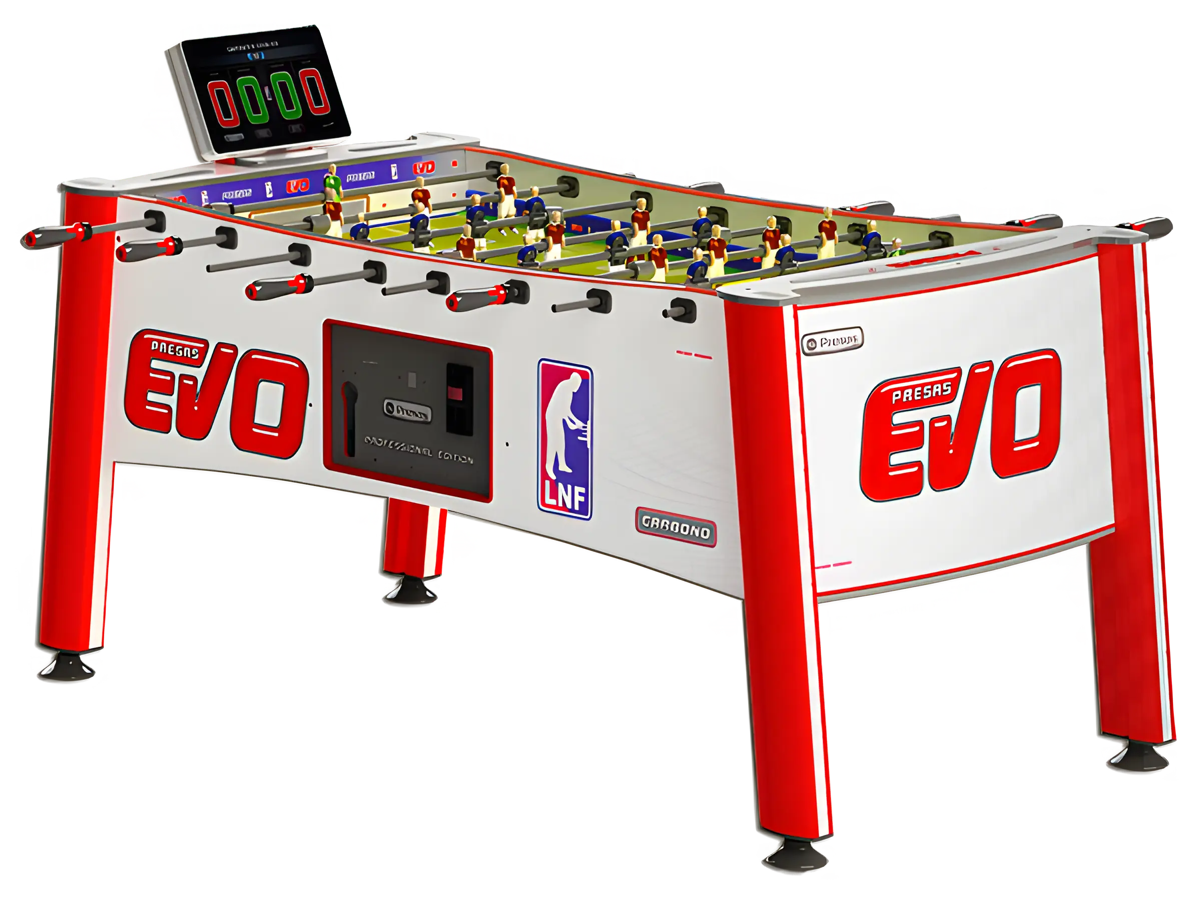 Futbolín EVO Presas Futbolín profesional EVO con marcador electrónico.