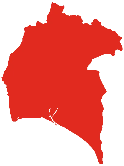 Mapa rojo de Guinea de forma irregular.