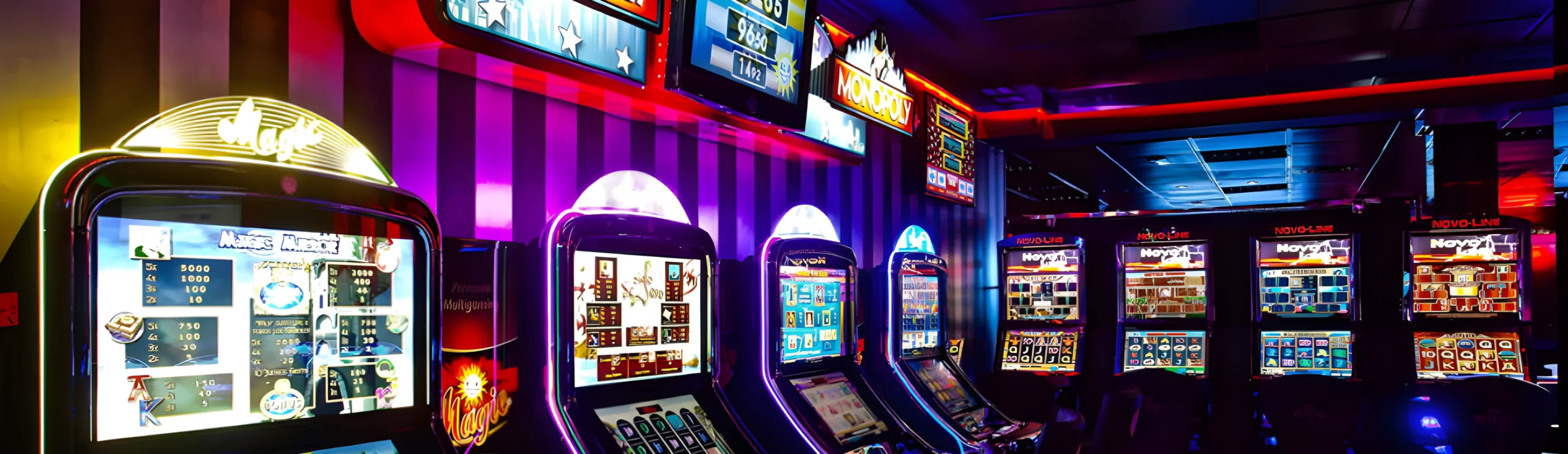 Sala de máquinas tragamonedas iluminadas